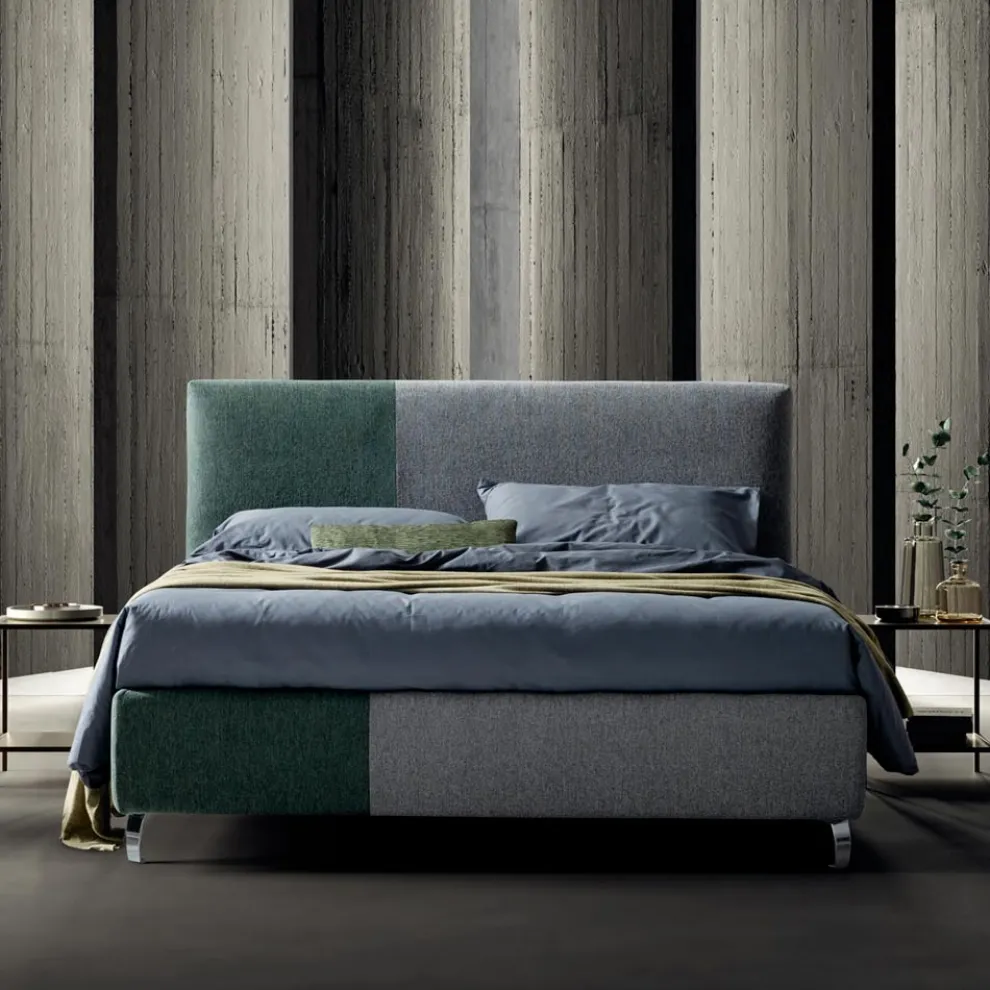 Doppelbett 160x190 mit asymmetrischem zweifarbigem Finish - Jasmine