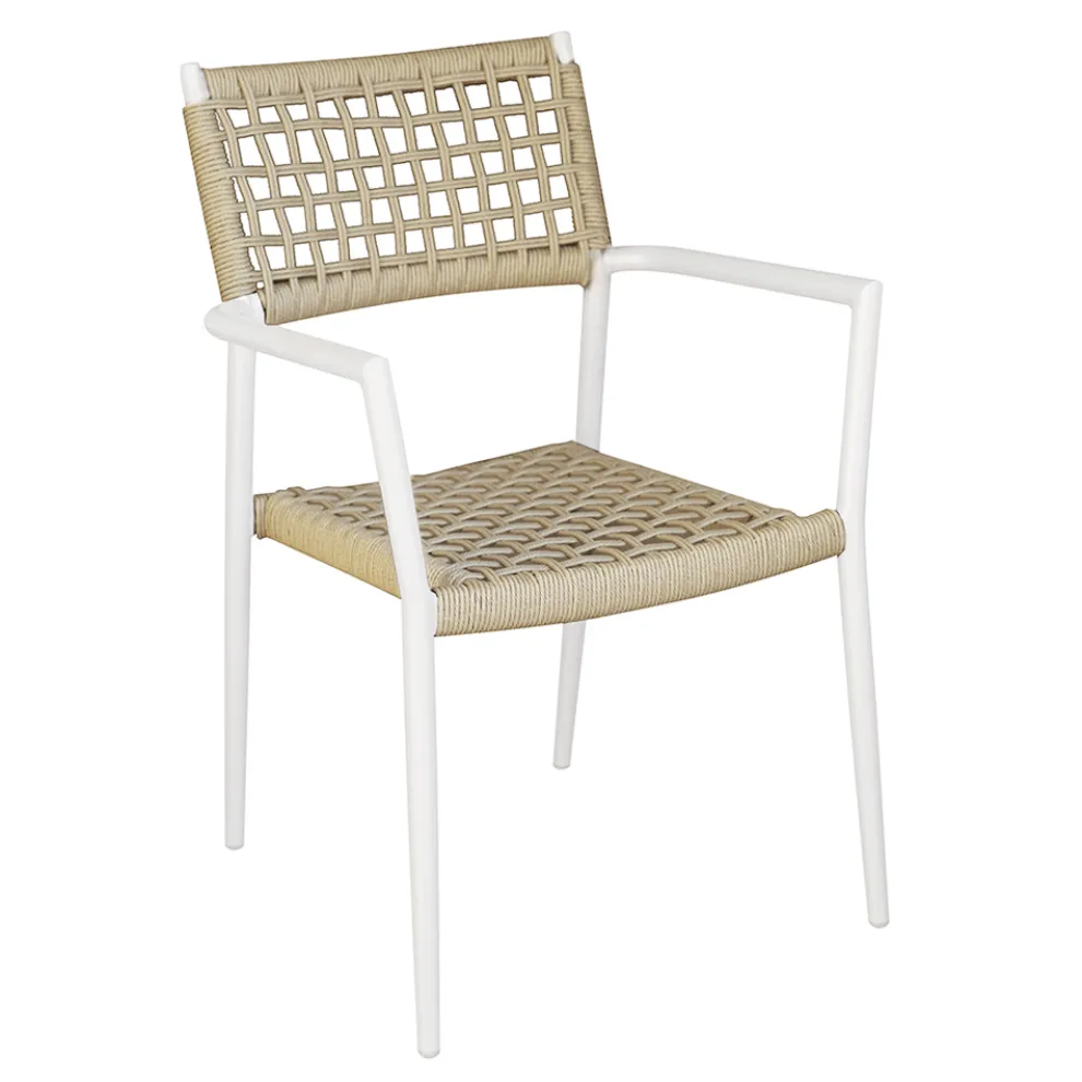 Stapelbarer Outdoor-Stuhl mit Sitz und Rückenlehne aus Twist-Geflecht - Solefresco