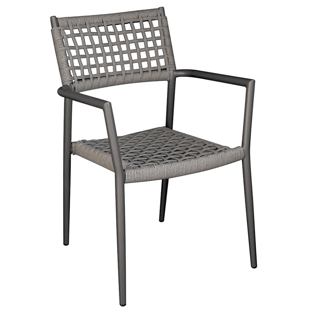 Stapelbarer Outdoor-Stuhl mit Sitz und Rückenlehne aus Twist-Geflecht - Solefresco