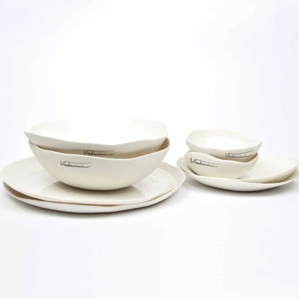Luxus Design 24-teiliges weißes Porzellan Geschirr Service - Arciregale