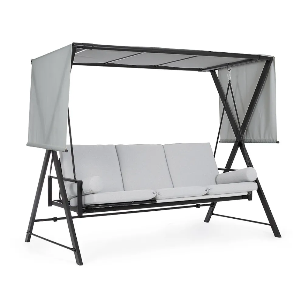 Swing, umwandelbar in ein Bett für den Garten aus Stahl und Stoff – Rückruf