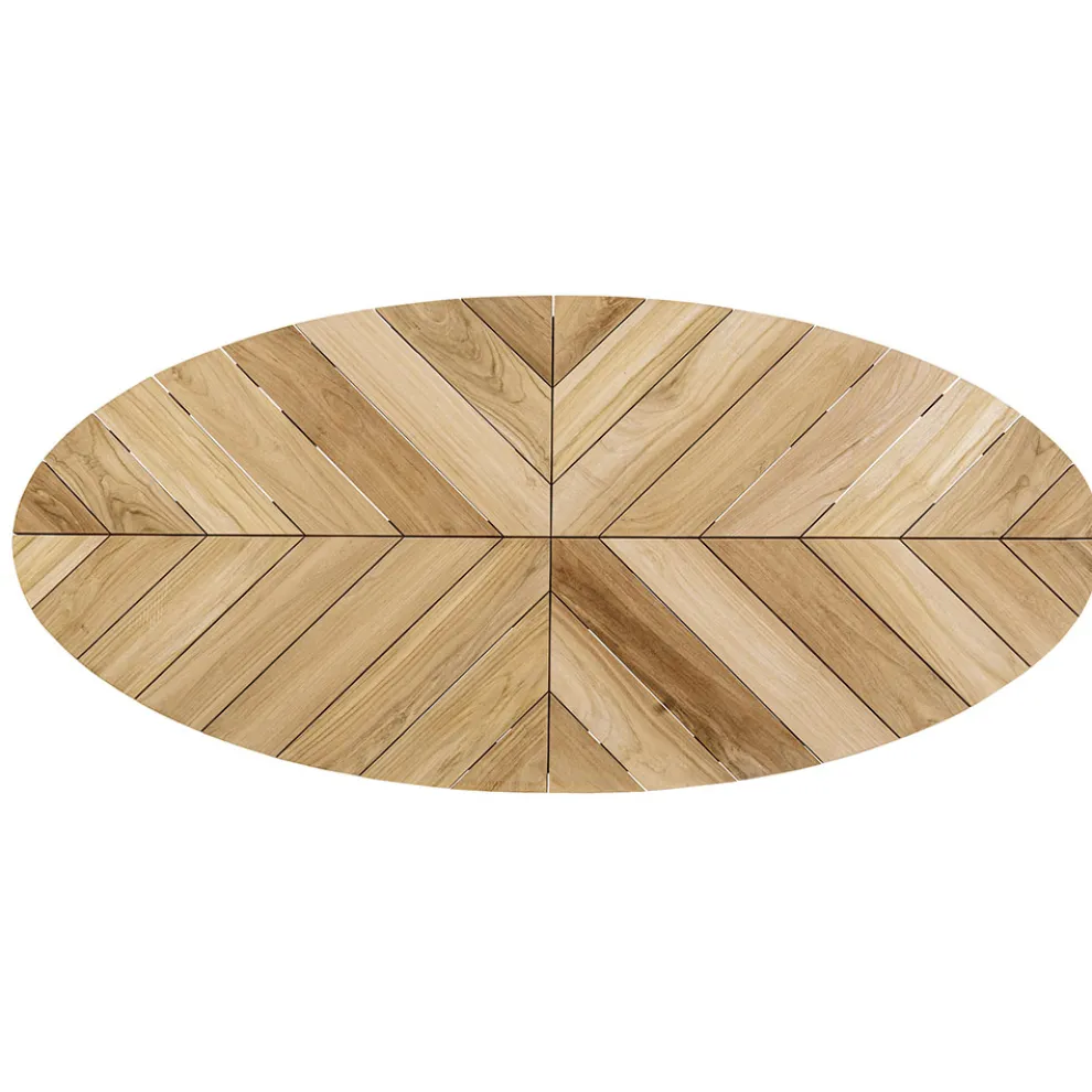 Esstisch im Freien mit ovaler Platte aus Teakholz, Homemotion - Selenia