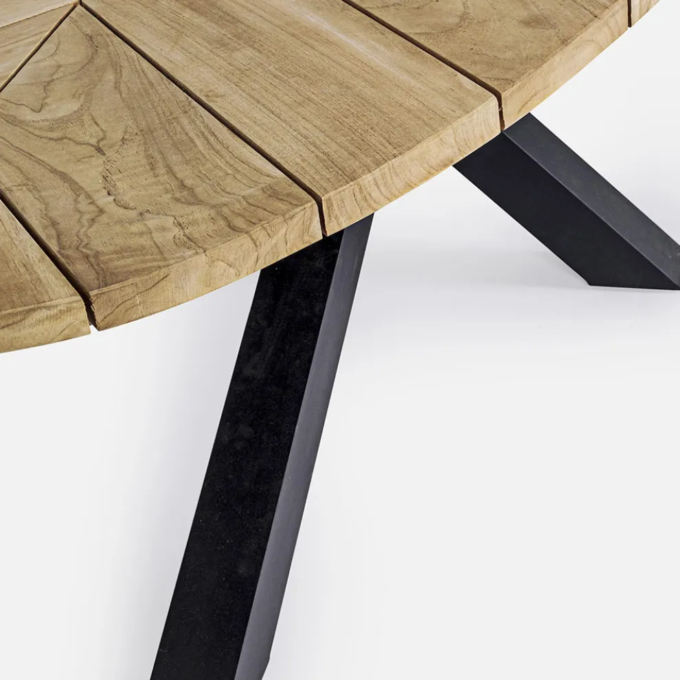 Esstisch im Freien mit ovaler Platte aus Teakholz, Homemotion - Selenia