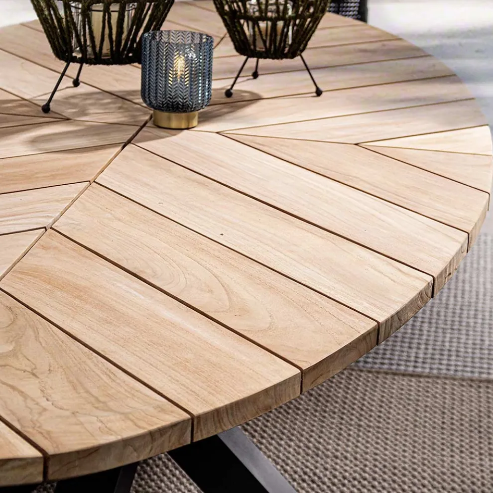 Esstisch im Freien mit ovaler Platte aus Teakholz, Homemotion - Selenia