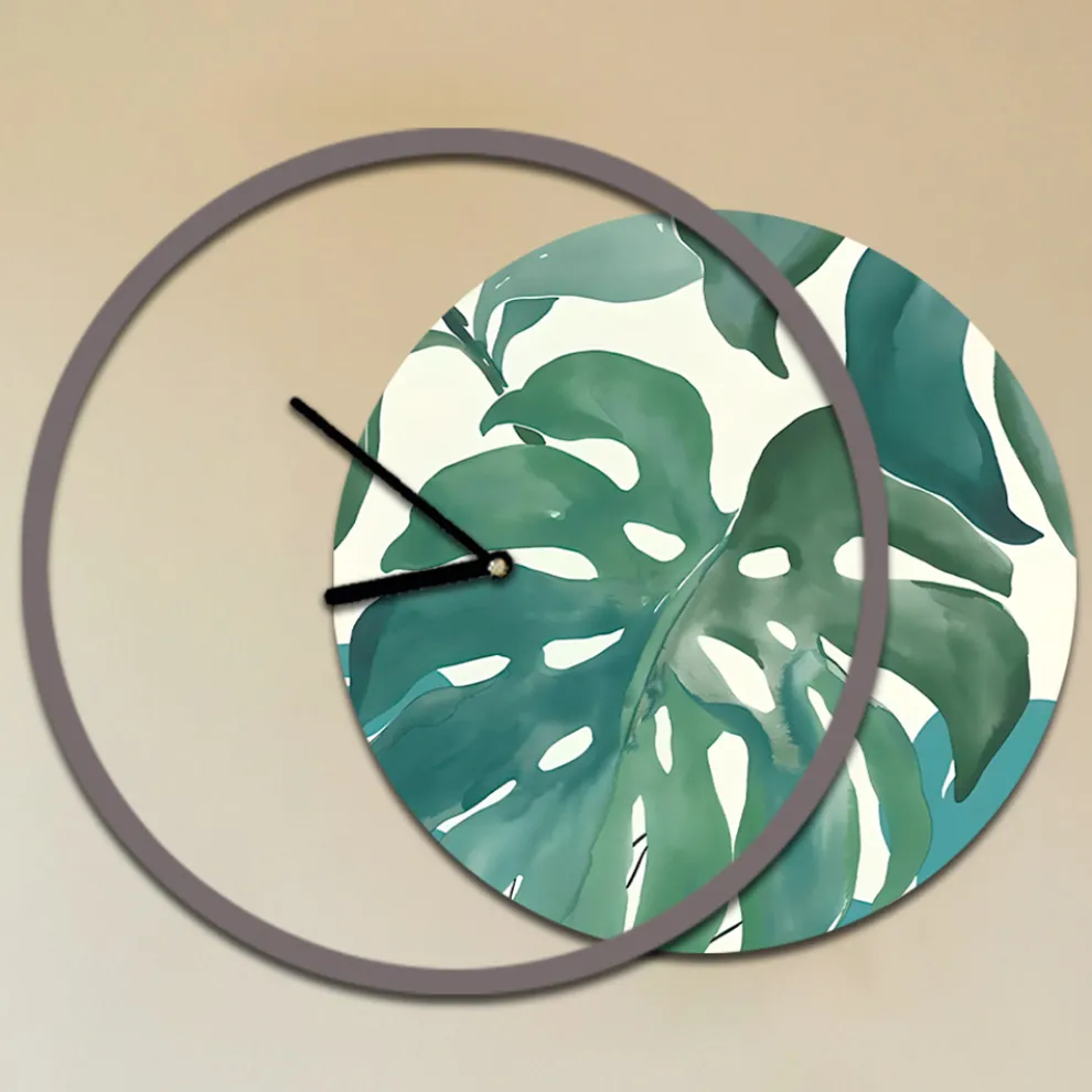 Uhr mit hölzerner und bedruckter Platte, hergestellt in Italien – Malawi