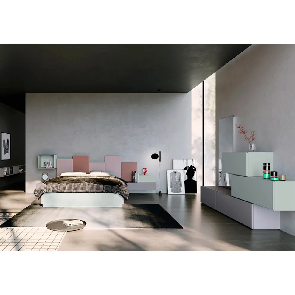 Komplettes Schlafzimmer mit 5 Elementen Made in Italy Hohe Qualität - Quarz