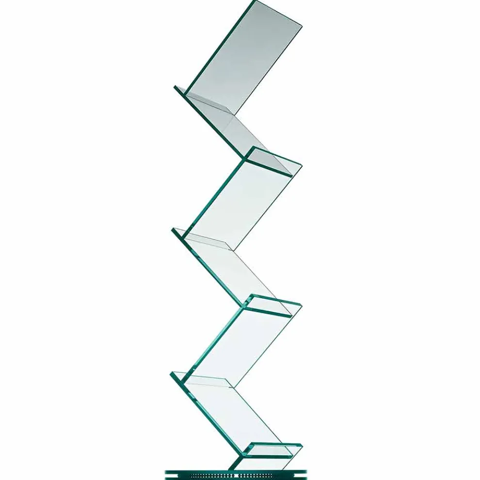 Vertikales Bücherregal aus transparentem Glas für freistehendes Wohnzimmer - Brugo