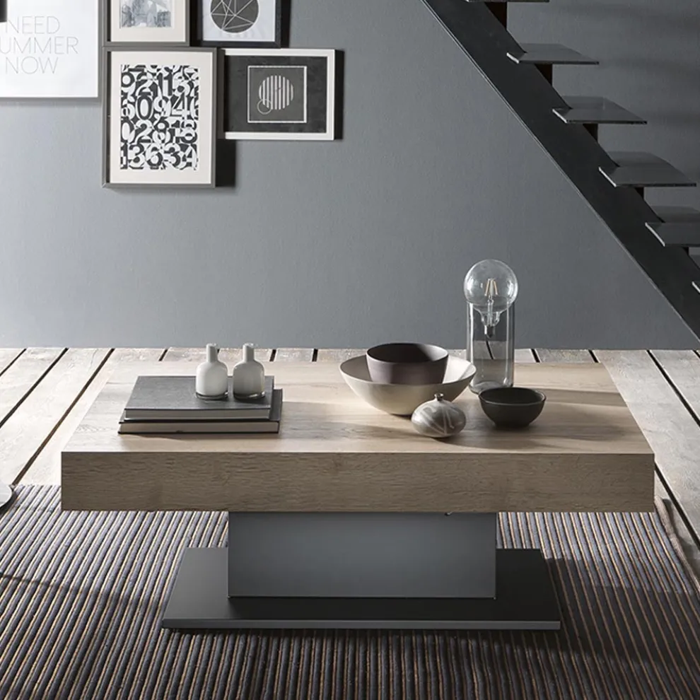 Verwandelbarer Couchtisch in Esstisch aus Holz Made in Italy - Polar