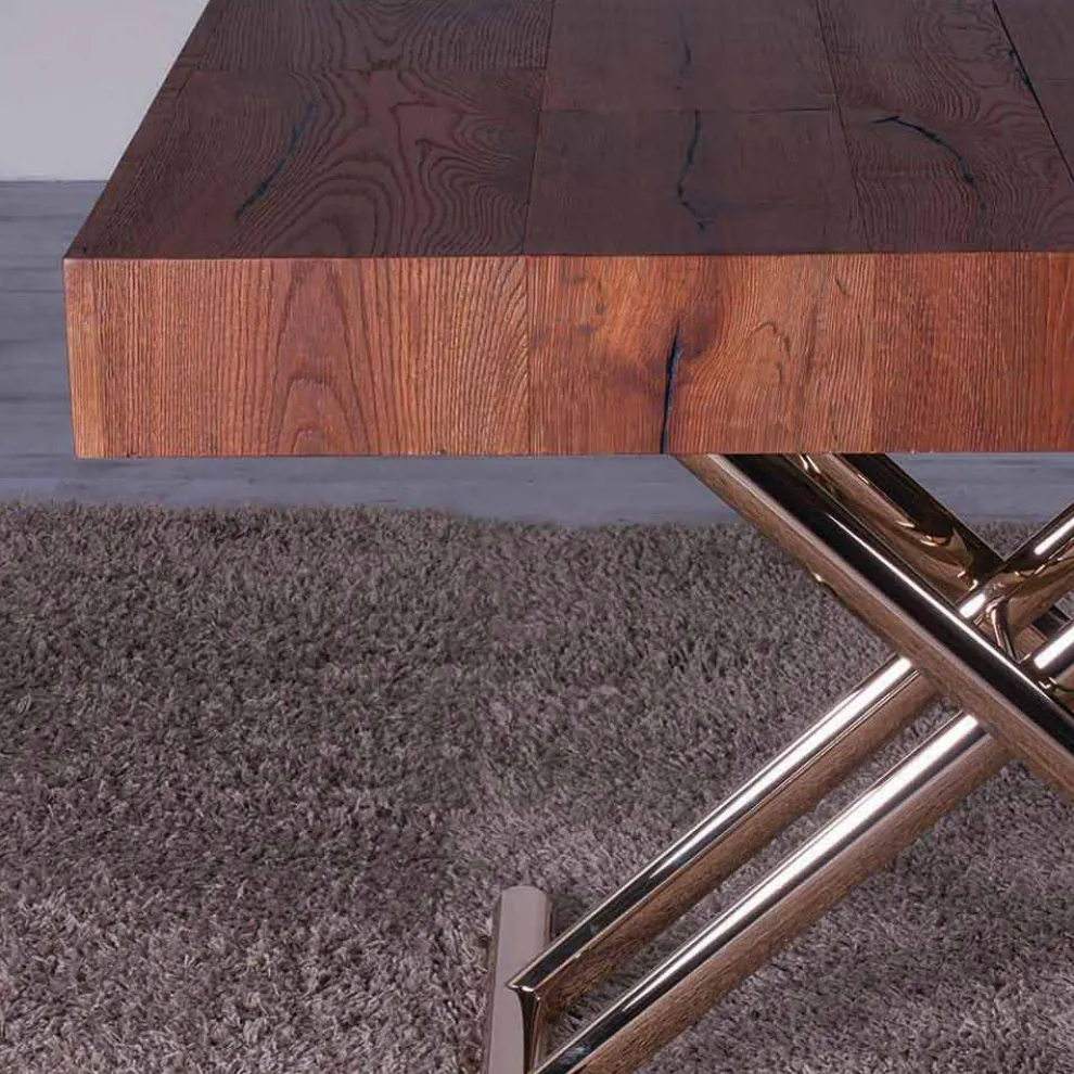 Verwandelnder Couchtisch aus Holz und Metall Made in Italy - Patroclo