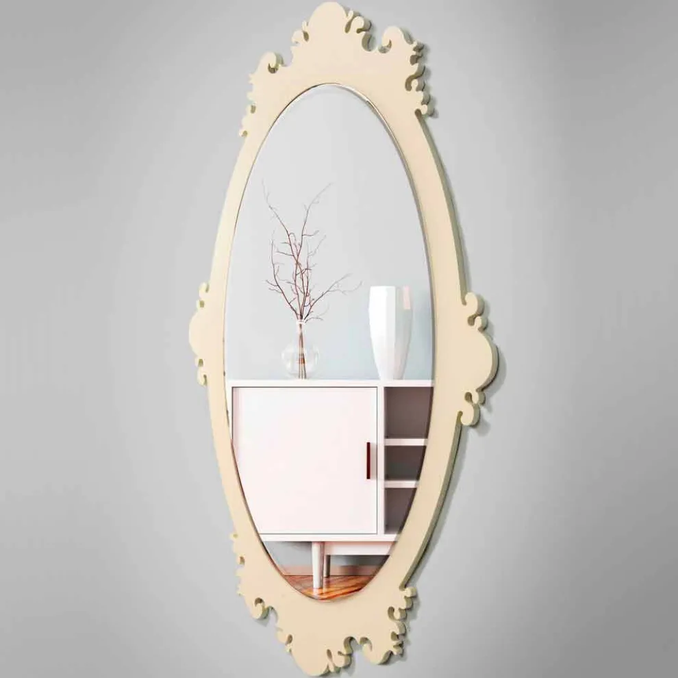 Vintage Brown Wood Design Wandspiegel mit Rahmen - Giangio