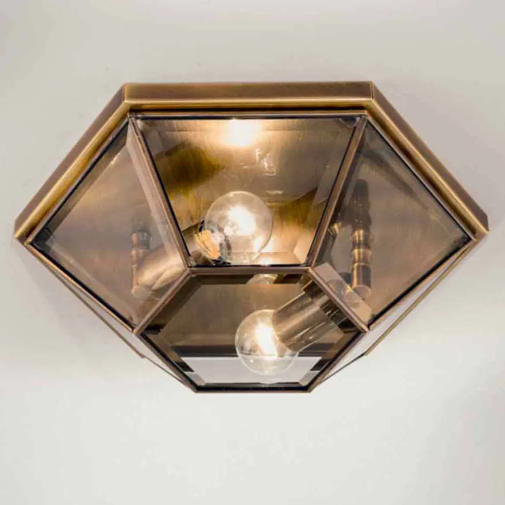 Vintage Deckenlampe aus brüniertem Messing und Glas 2 Größen - Hardcover von Il Fanale