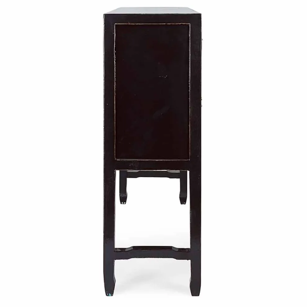 Vintage Design Black Elm Wood Konsolentisch 5 Schubladen Homemotion - Sonten