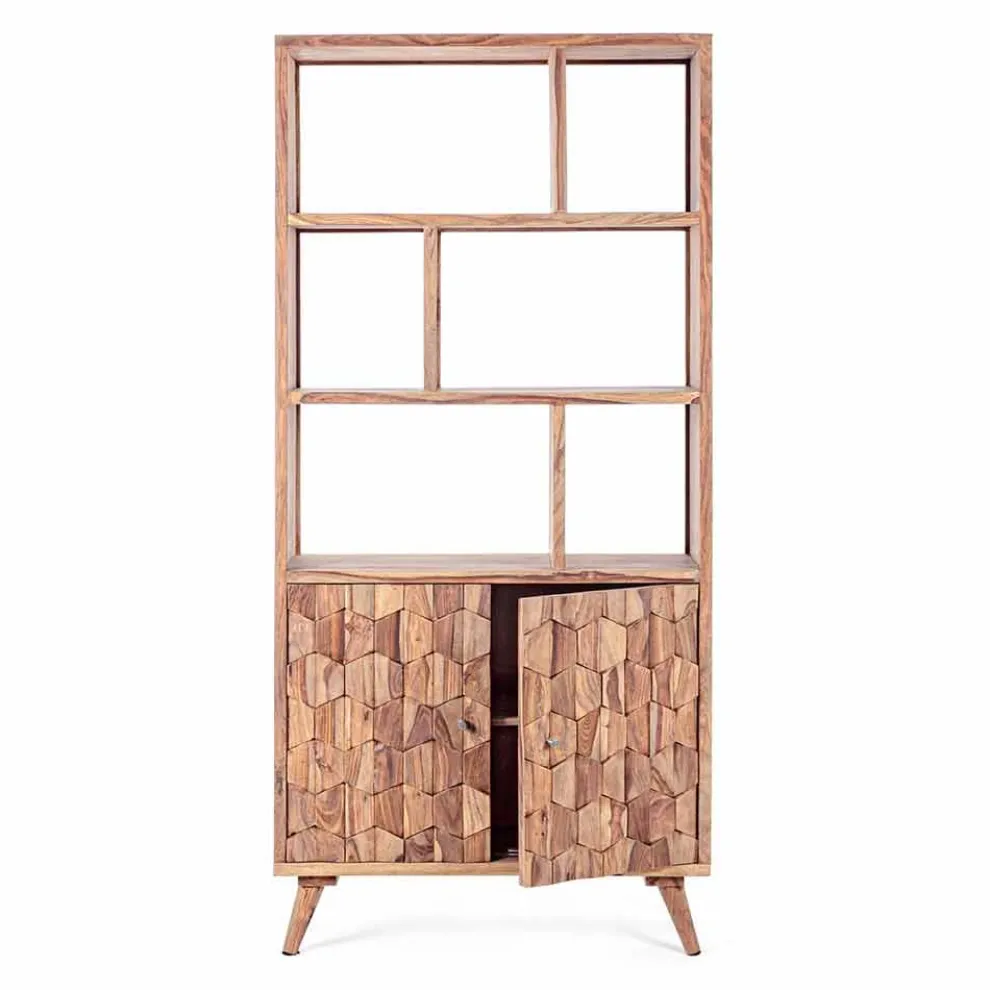 Vintage Design Boden Bücherregal in Holz und Stahl Homemotion - Ventador