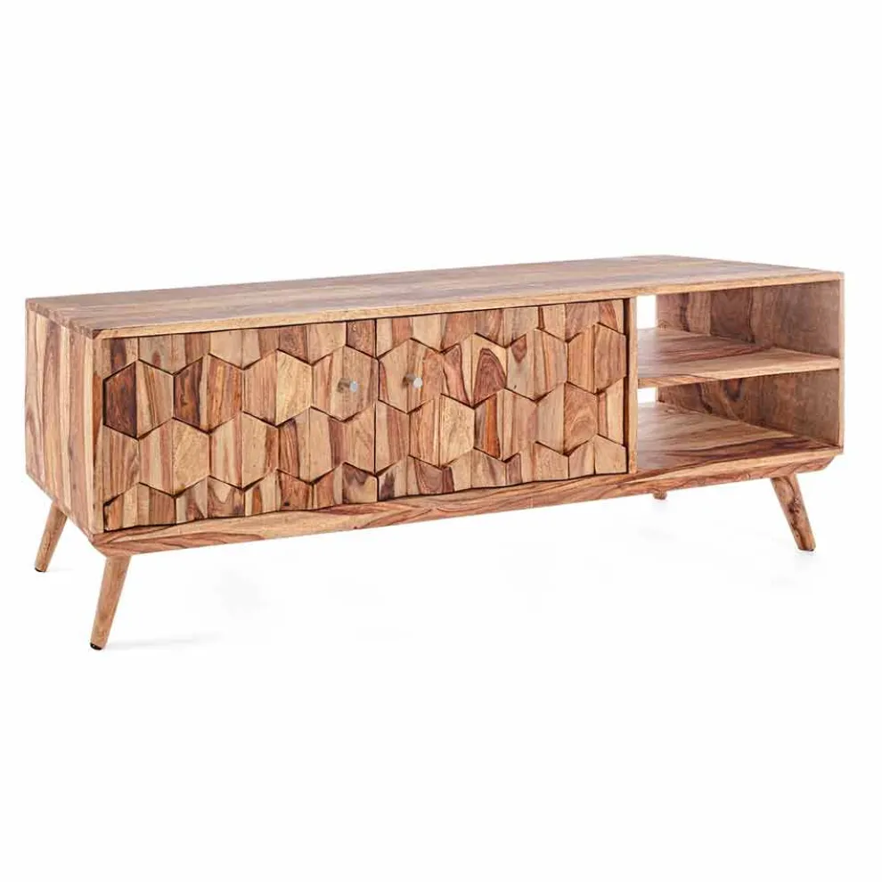 Vintage Design Holz TV-Ständer mit Homemotion Stahlknöpfen - Ventador