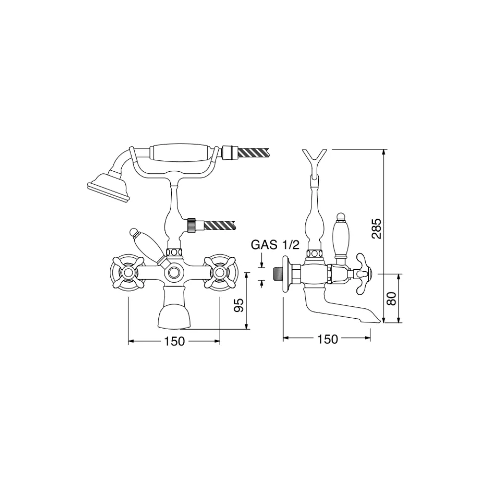 Vintage Design Messing Badewannengruppe Made in Italy - Klarisa