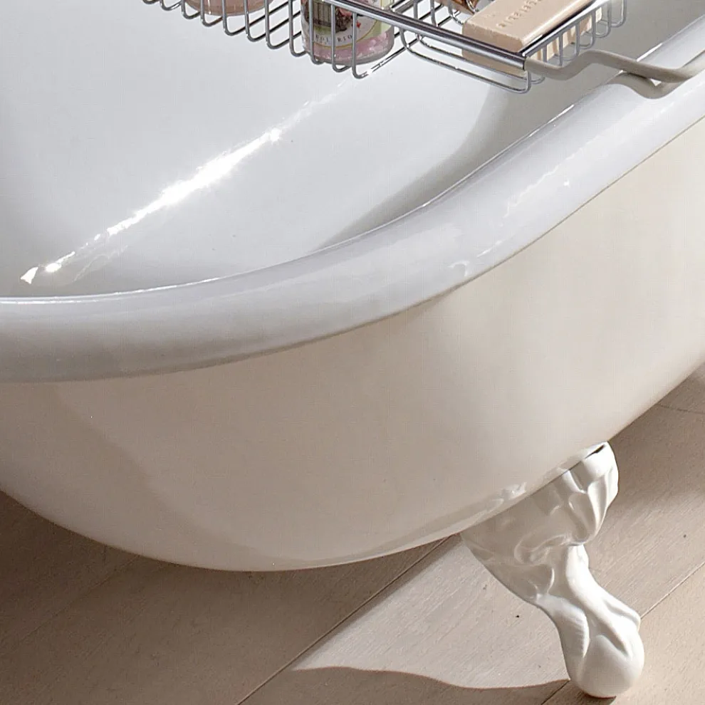 Vintage freistehende Design-Badewanne aus weißem Gusseisen, hergestellt in Italien - Marwa