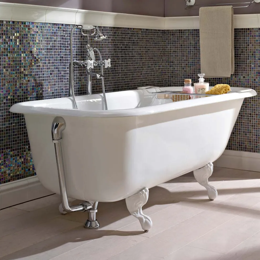 Vintage freistehende Design-Badewanne aus weißem Gusseisen, hergestellt in Italien - Marwa
