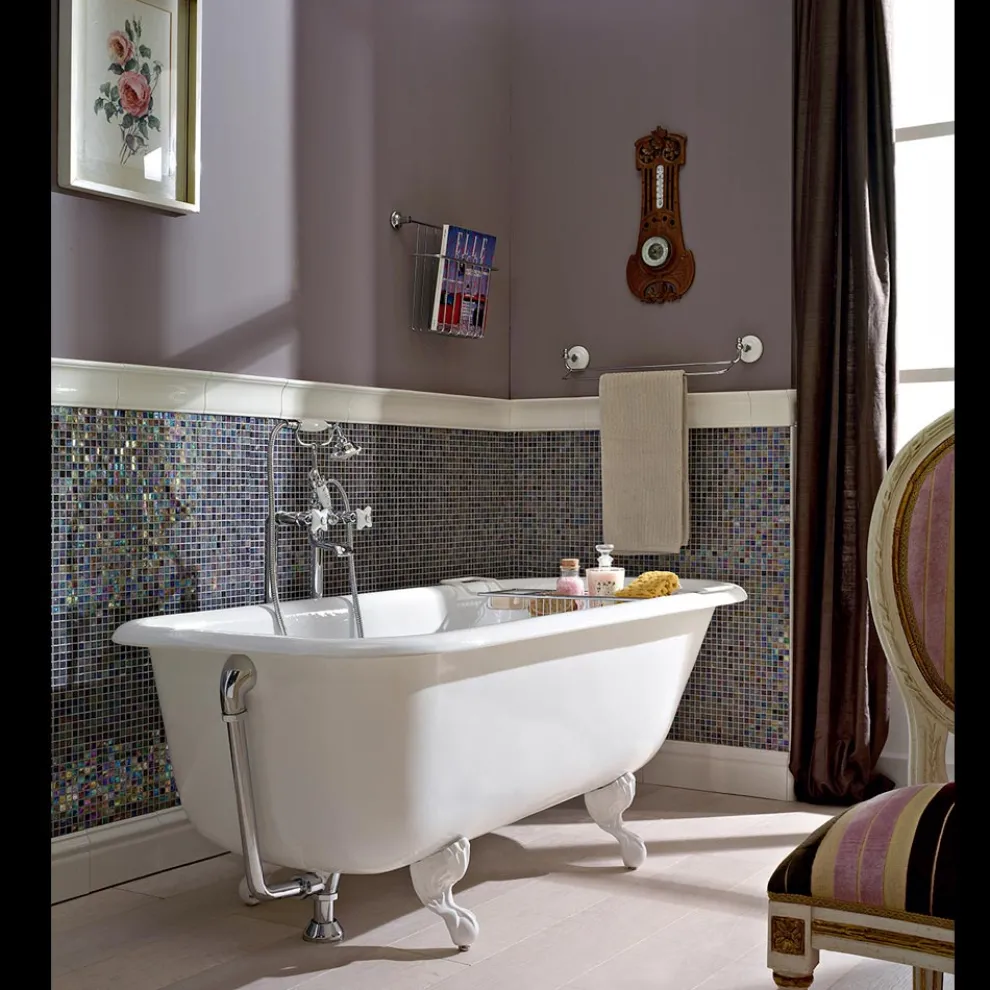 Vintage freistehende Design-Badewanne aus weißem Gusseisen, hergestellt in Italien - Marwa