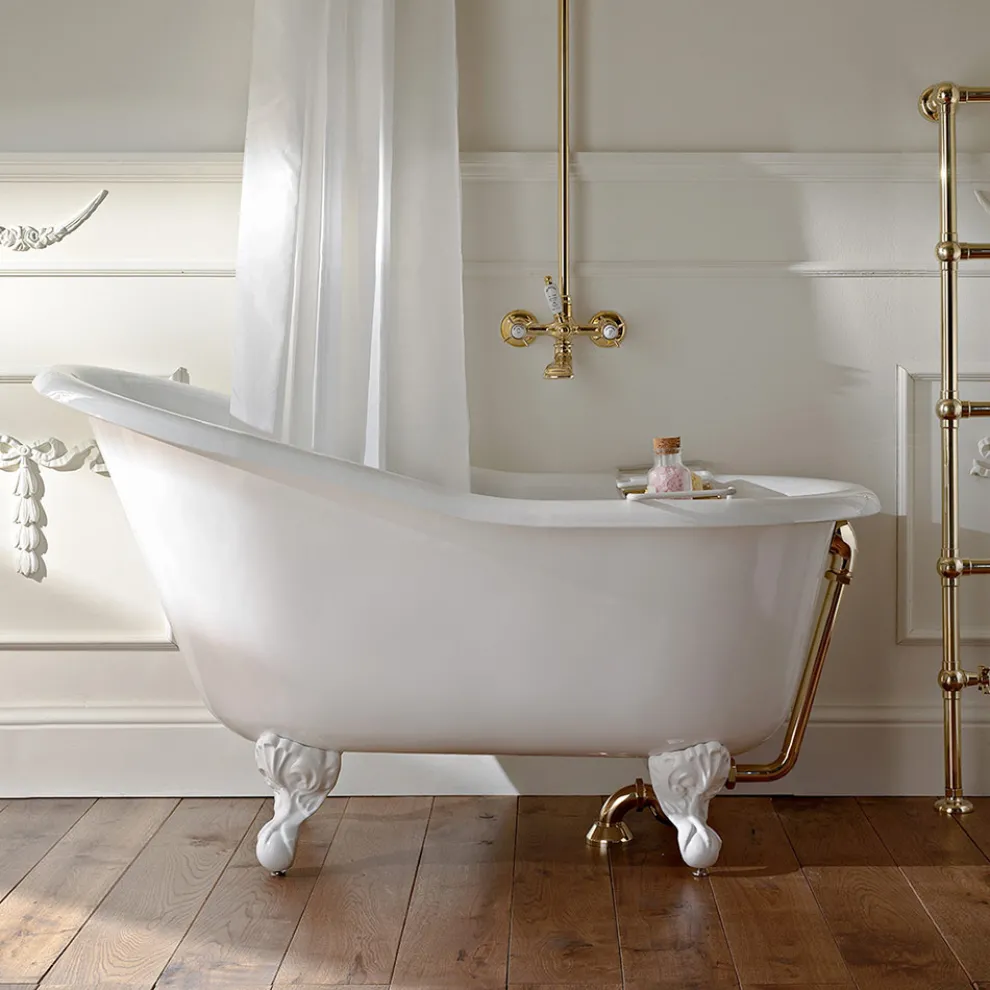 Vintage freistehende Badewanne aus weißem Gusseisen Made in Italy - Paulina