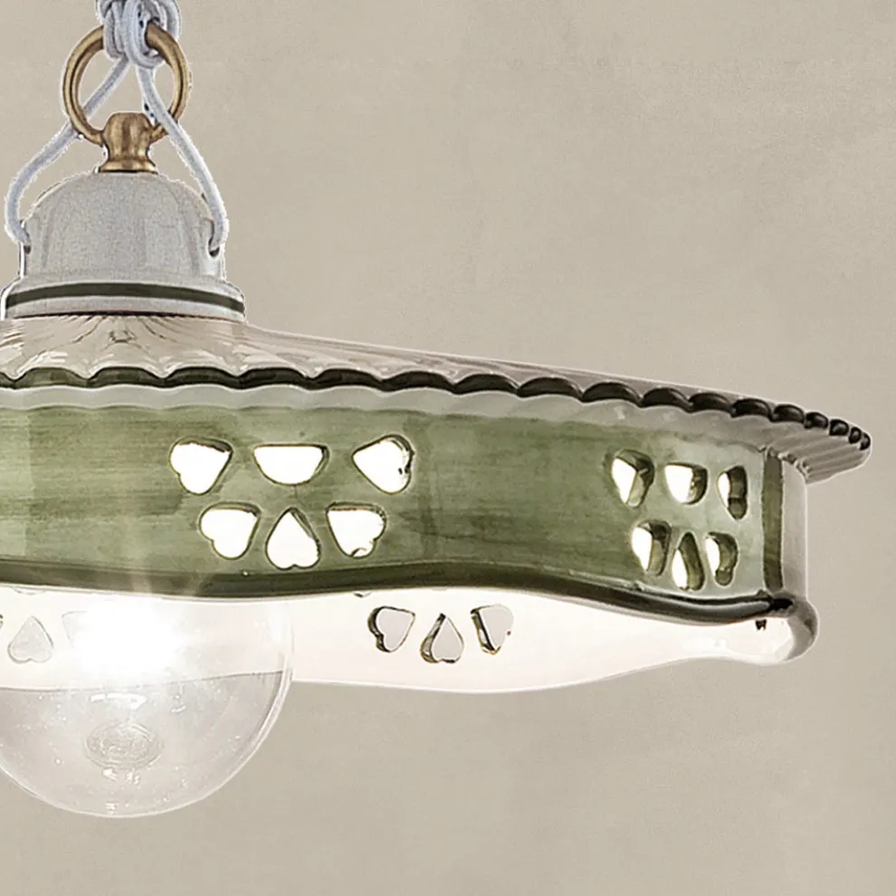 Vintage Hängelampe aus Keramik und handgefertigtem Eisen - Alessandria