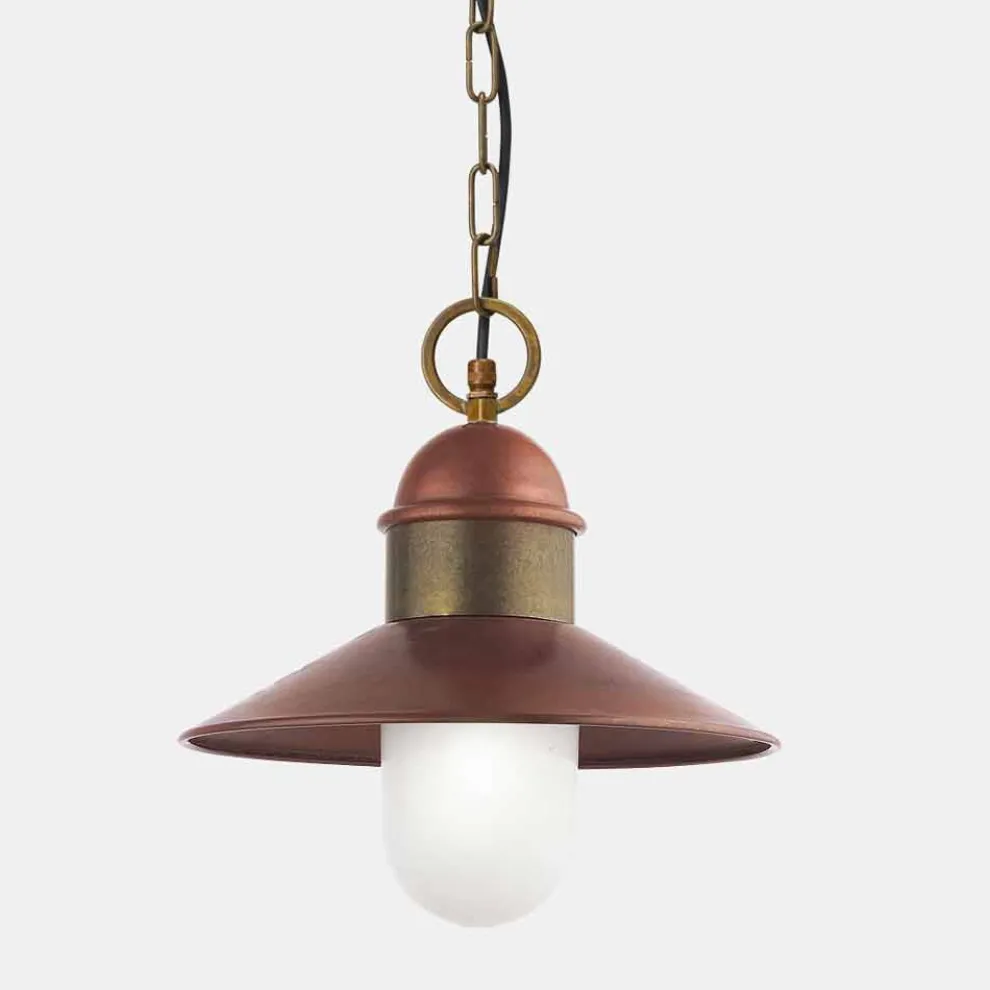 Vintage Hängelampe aus Messing und Kupfer mit Kette - Borgo von Il Fanale