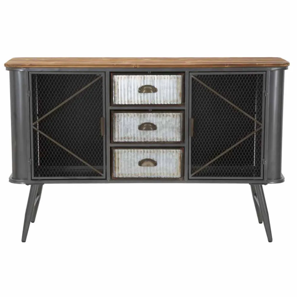 Vintage Industrial Design Wohnzimmer Sideboard aus Eisen und Holz - Akimi