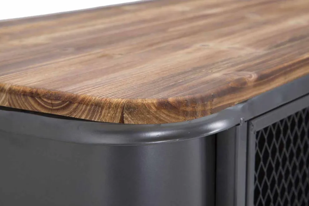 Vintage Industrial Design Wohnzimmer Sideboard aus Eisen und Holz - Akimi