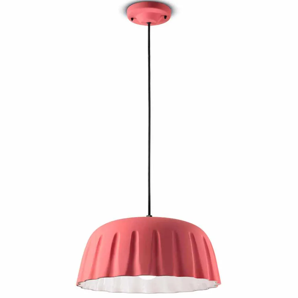 Vintage Keramik Hängelampe Made in Italy - Ferroluce Madame Grès