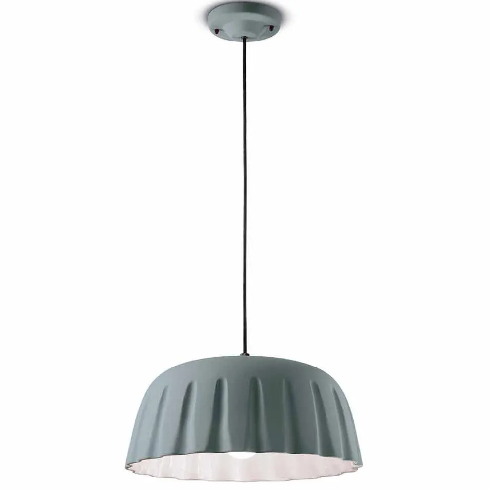 Vintage Keramik Hängelampe Made in Italy - Ferroluce Madame Grès