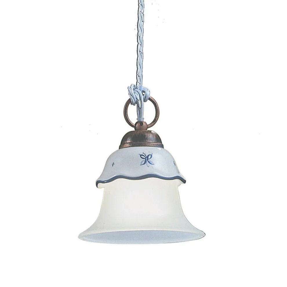 Vintage 3-Licht-Hängelampe aus Eisen, Glas und Keramik - Ferrara