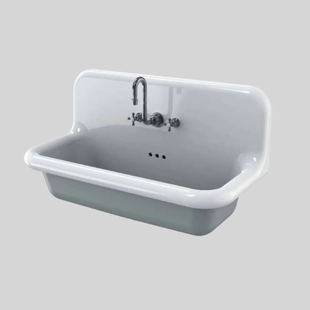 Vintage rechteckige Wandwaschbecken aus Keramik, Henry