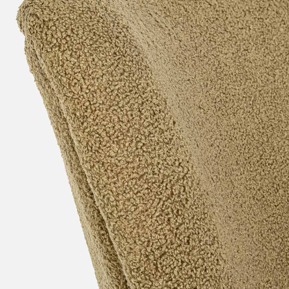 Vintage Rubberwood Sessel und Sitzfläche und Armlehnen in Wolloptik - Patrizia