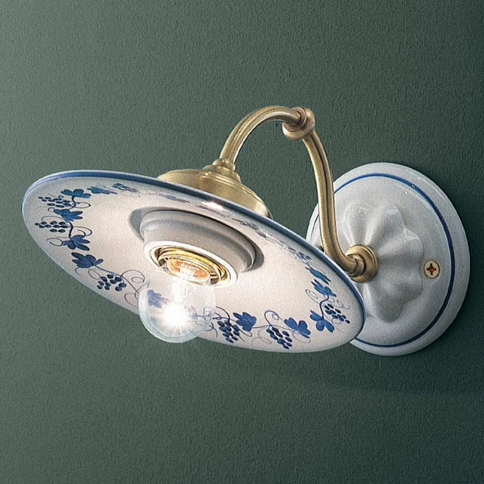 Vintage-Applikation aus Eisen und Keramik, verziert mit handgemaltem Design - Asti