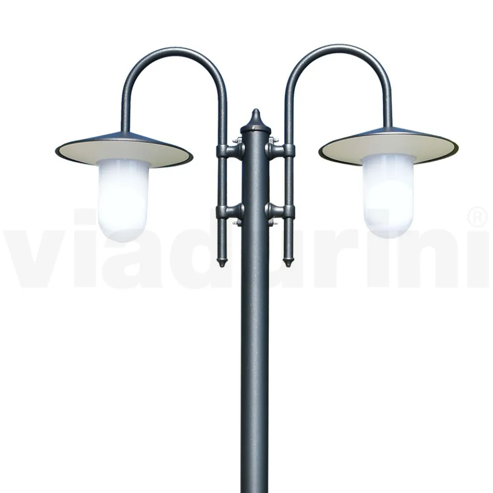 Vintage-Gartenlampe mit 2 Lichtern aus Aluminium, hergestellt in Italien – Belen