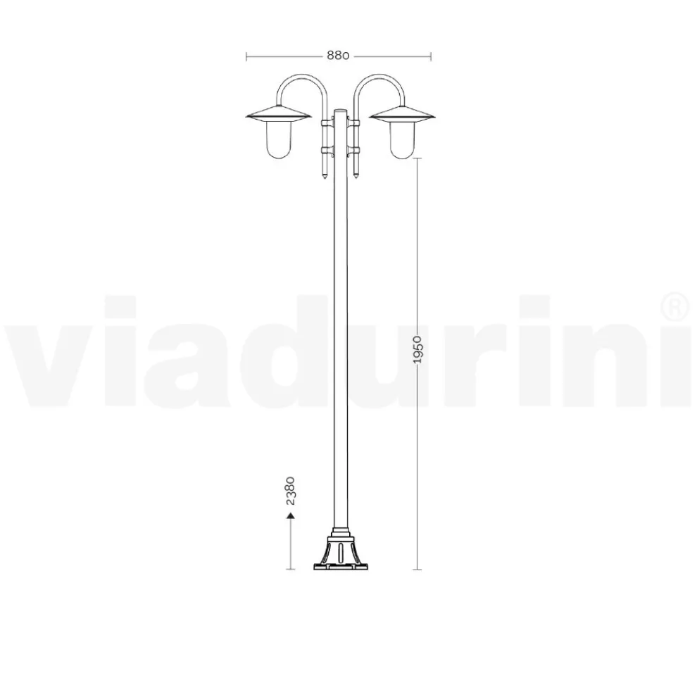 Vintage-Gartenlampe mit 2 Lichtern aus Aluminium, hergestellt in Italien – Belen