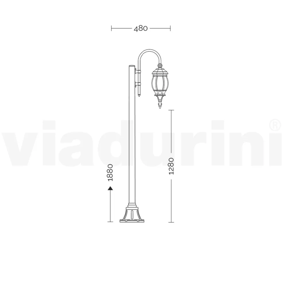 Vintage-Gartenlampe aus anthrazitfarbenem Aluminium, hergestellt in Italien – Empire