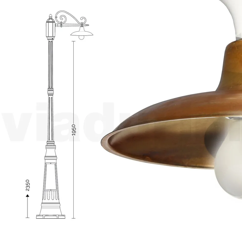 Vintage-Gartenlampe aus Aluminium und Messing, hergestellt in Italien – Adela