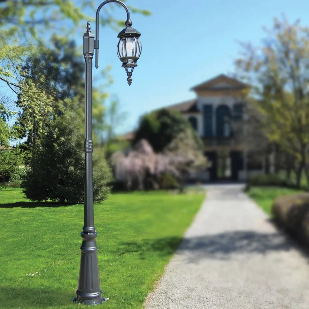 Vintage-Gartenlampe aus anthrazitfarbenem Aluminium, hergestellt in Italien – Empire