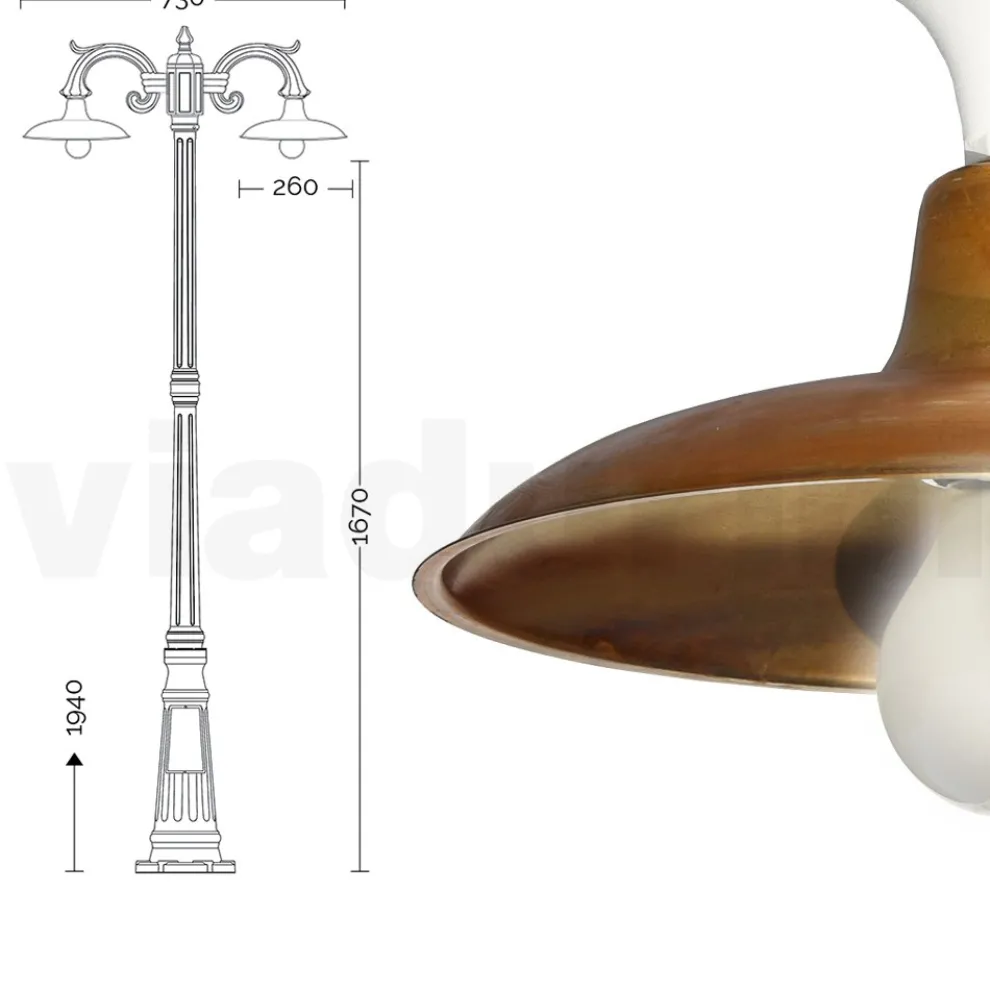 Vintage-Lampe aus Aluminium mit Diffusor aus Messing, hergestellt in Italien – Adela