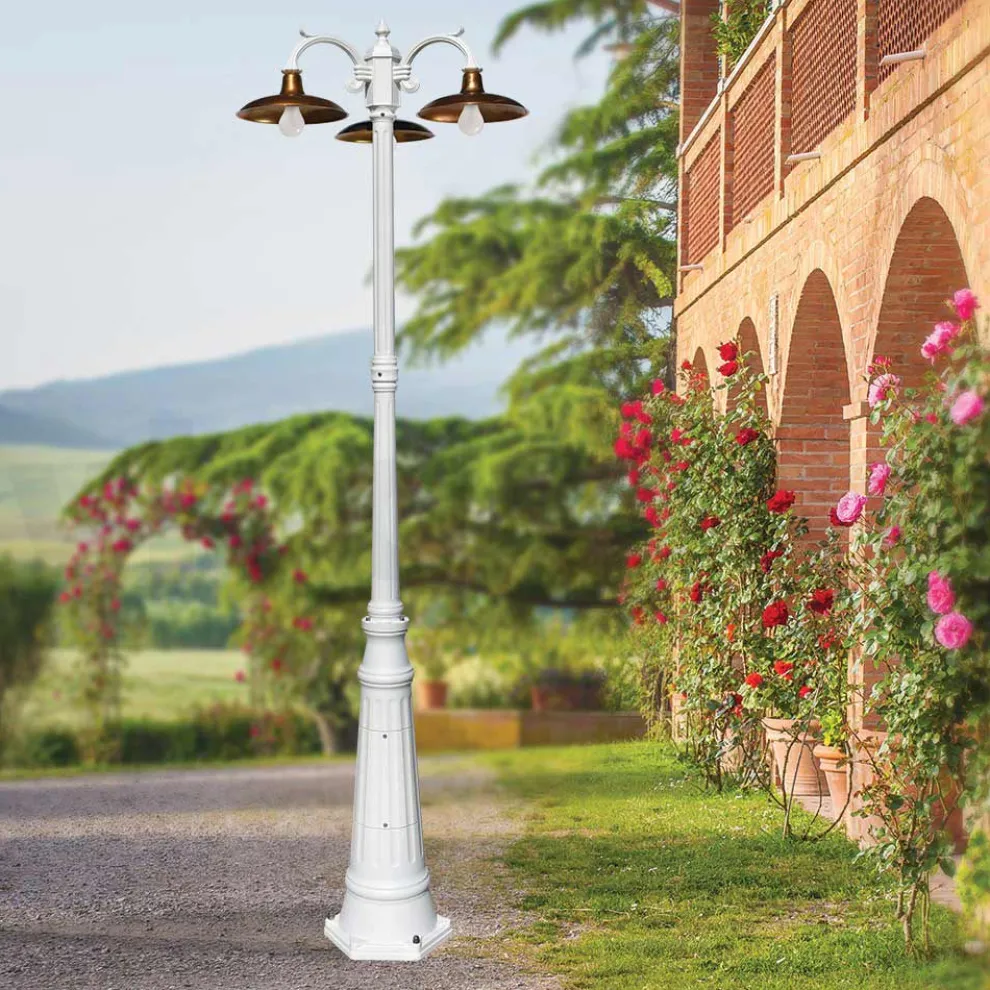 Vintage-Lampe mit 3 Lichtern aus Aluminium und Messing, hergestellt in Italien – Adela