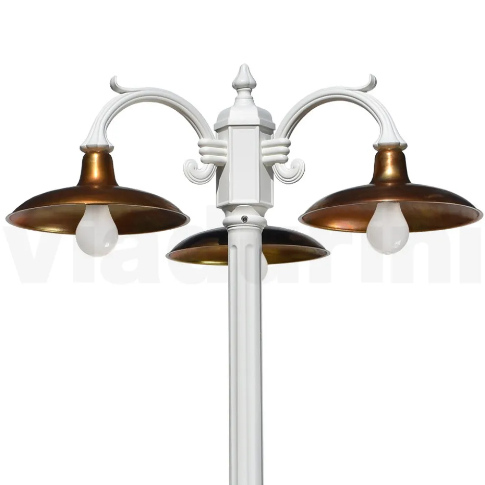 Vintage-Lampe mit 3 Lichtern aus Aluminium und Messing, hergestellt in Italien – Adela