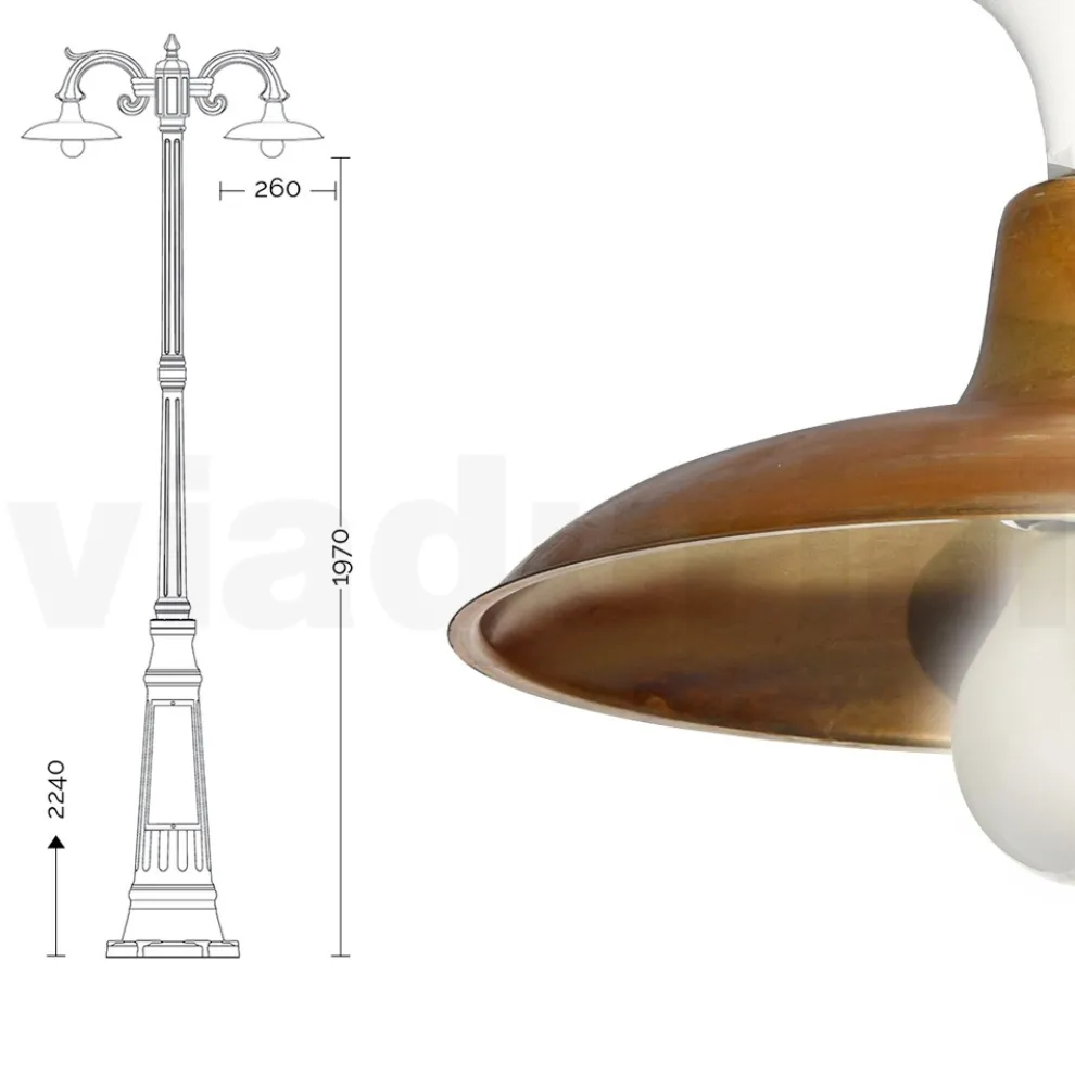 Vintage-Lampe mit 3 Lichtern aus Aluminium und Messing, hergestellt in Italien – Adela