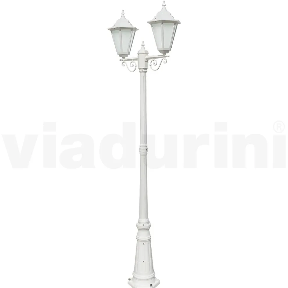 Vintage-Lampe mit 2 Lichtern aus weißem Aluminium, hergestellt in Italien – Terella
