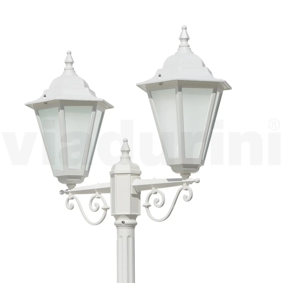Vintage-Lampe mit 2 Lichtern aus weißem Aluminium, hergestellt in Italien – Terella