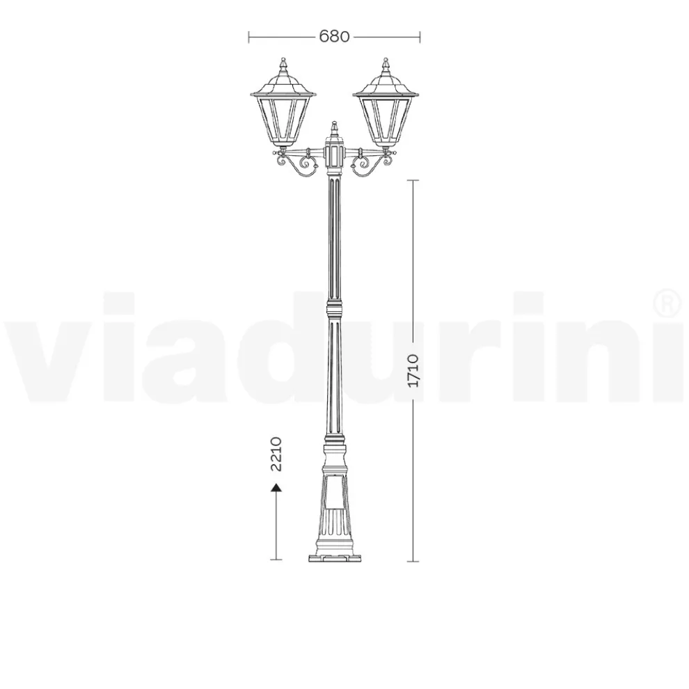 Vintage-Lampe mit 2 Lichtern aus weißem Aluminium, hergestellt in Italien – Terella