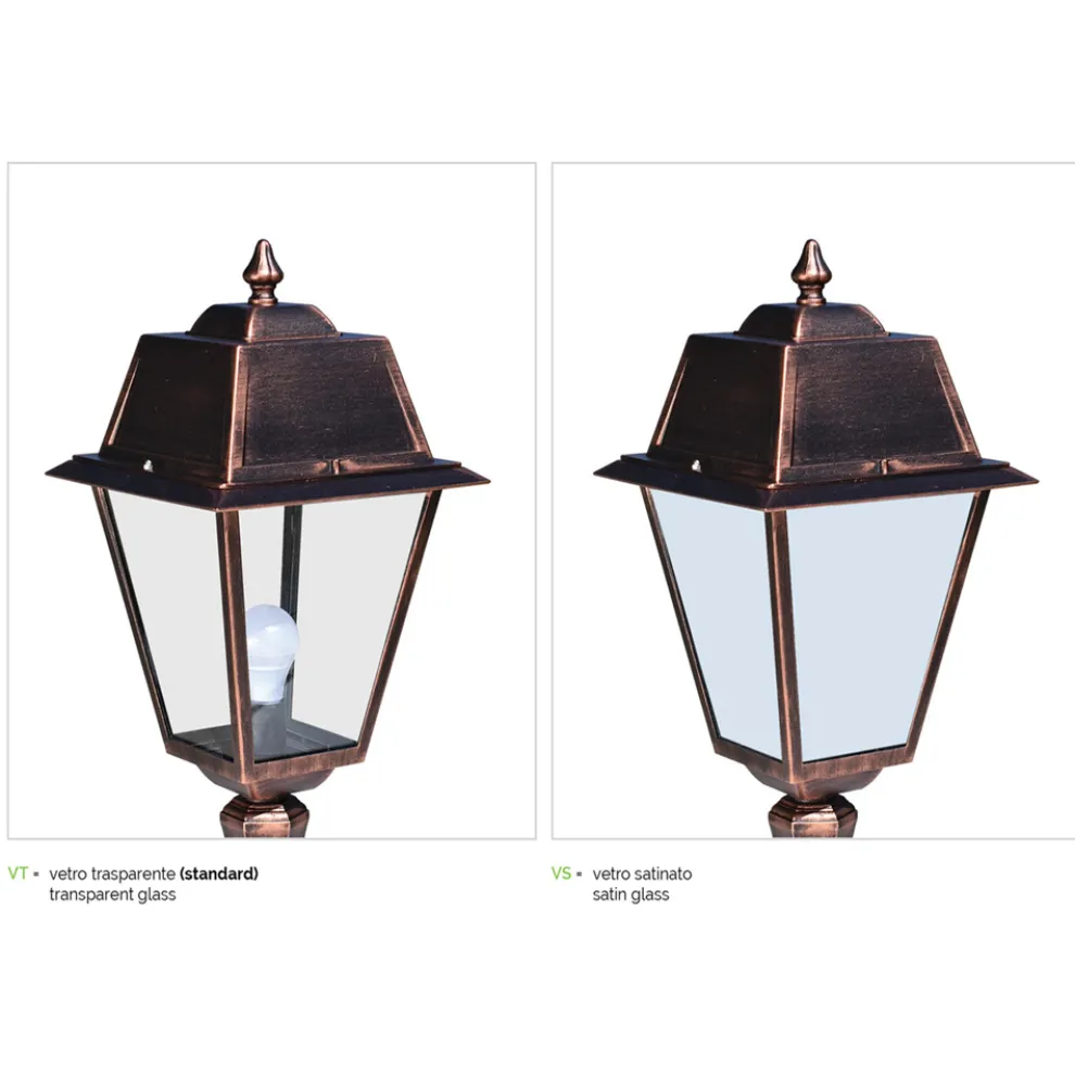Vintage-Laternenpfahl mit 2 Lichtern aus Aluminium und Glas, hergestellt in Italien – Doroty