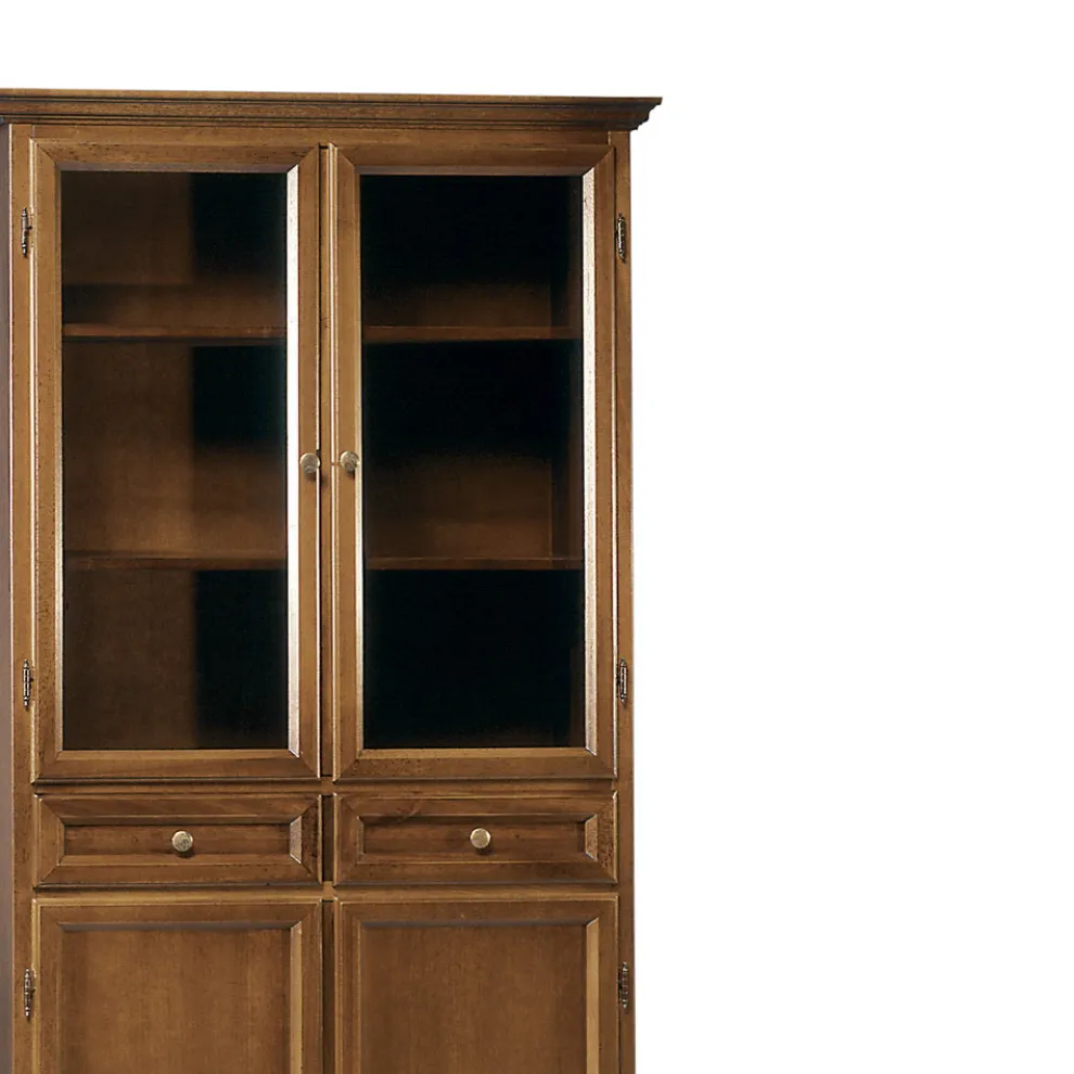 Vitrine mit 2 Schubladen, 2 Holztüren und 2 Glastüren Made in Italy – Camene