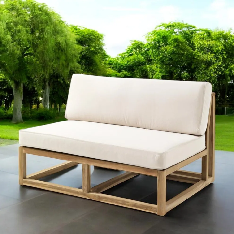 Outdoor-Sofa aus natürlichem Teakholz und Kissen - Circe