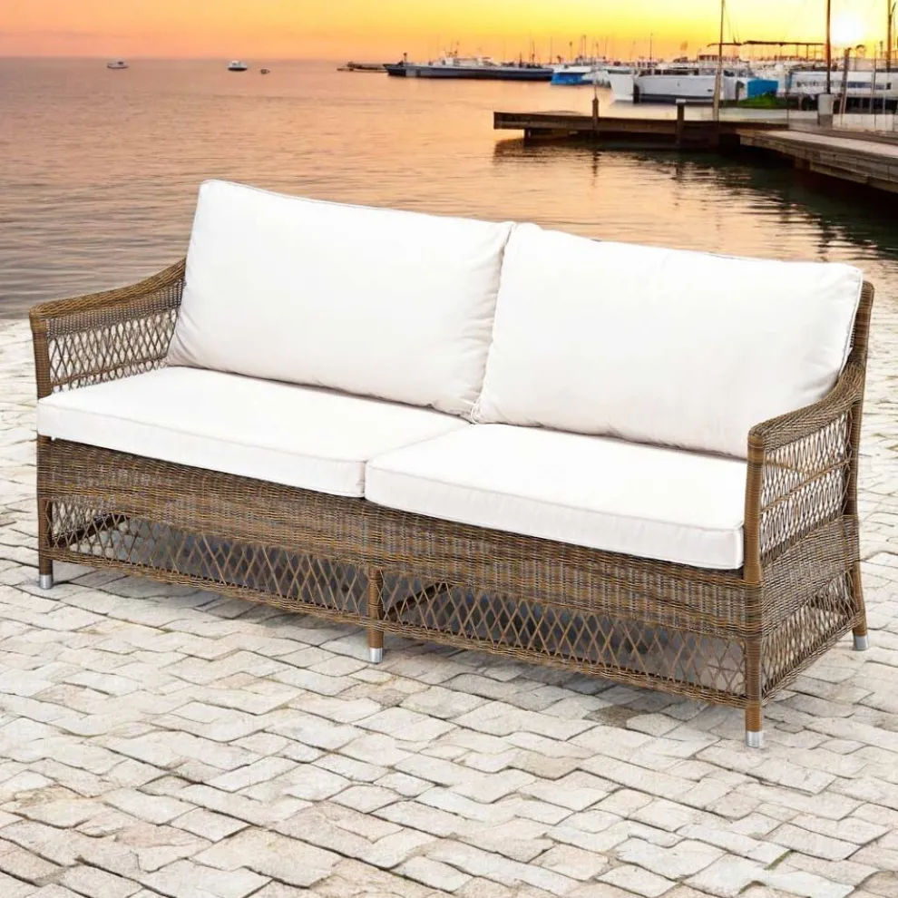 Outdoor-Sofa aus handgewebtem Polyrattan - Gigi