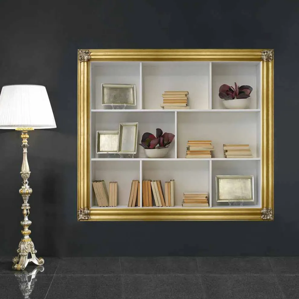 Wand-Bücherregal aus Gelotonholz hergestellt in Italien Giulio